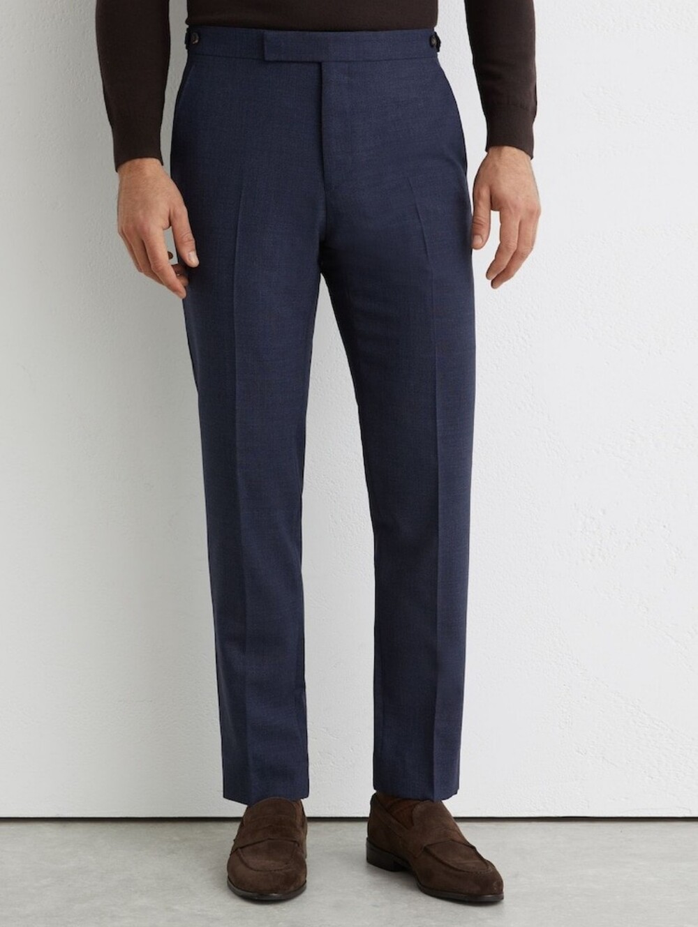 REISS Pure Wool Dream Pleated Navy Bold Dress Pants Trousers / Slacks Men 34